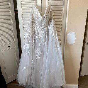 Plus Size Wedding Gown with Removable Swag Sleeves